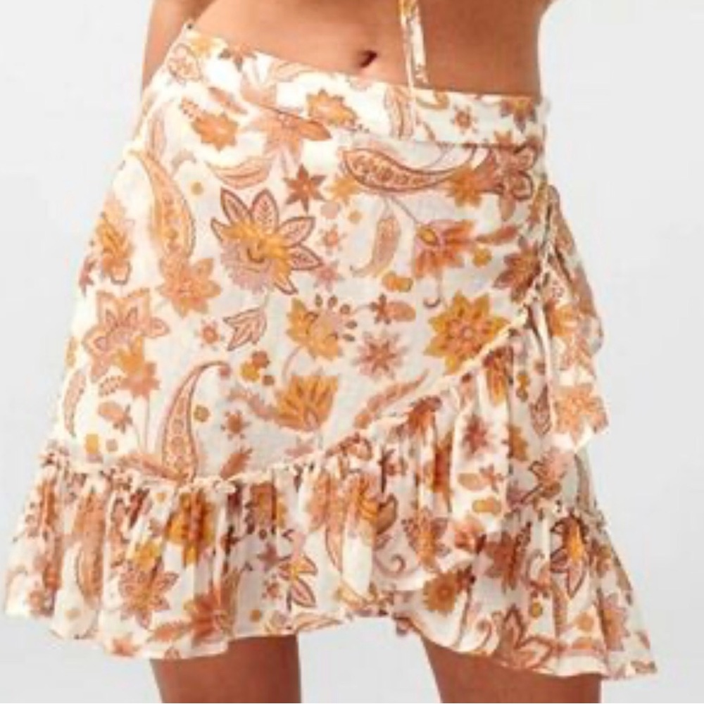 Ghanda Paisley Cotton Ruffle Mini Skirt